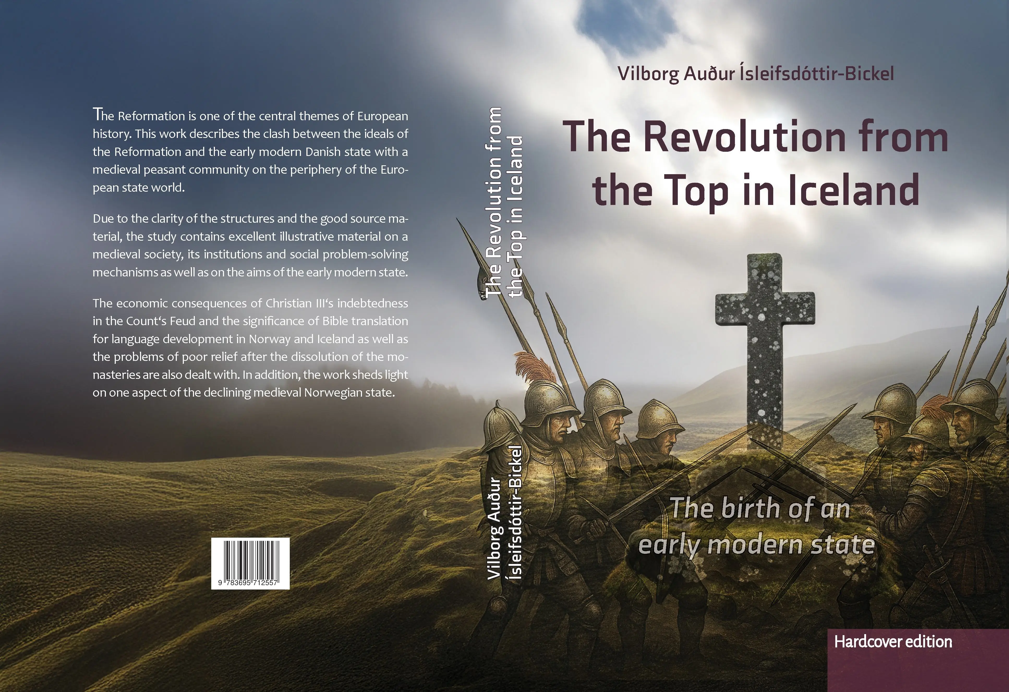 Vollständiger Buchumschlag von „The Revolution from the Top in Iceland“ mit Vorderseite, Rückseite und Buchrücken – wissenschaftliche Buchgestaltung von Zimmermann Design