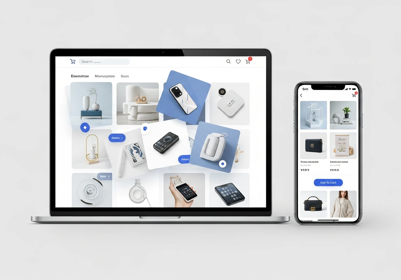Onlineshop auf Laptop und Smartphone