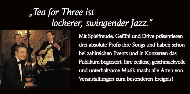 Jörg Zimmermann gestaltet einen 4-seitigen Folder für Tea for three Folder für Tea for three analog zur Kartonhülle für die CD